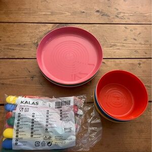 IKEA kids Colorful Plastic Party Bowls - Pink and Red